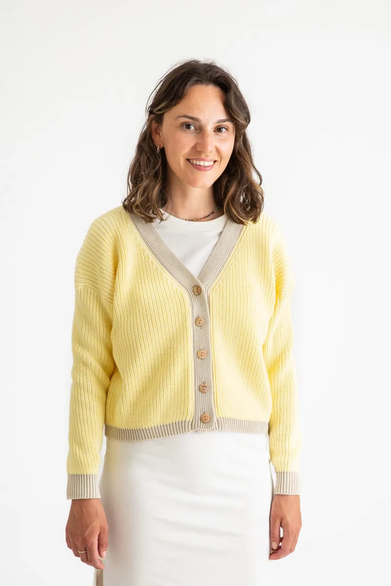 MATONA MATONA Damen vegan Strickjacke Color Block Narzissengelb, Hellgelb, – Produktbild 2 von 2