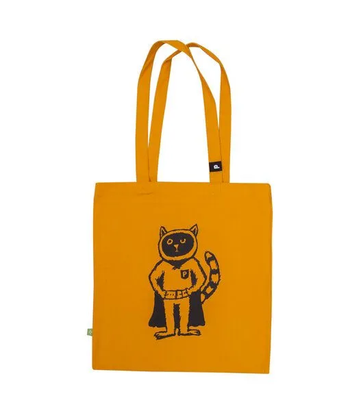 päfjes päfjes Baumwolltasche - Powerkater Karlo, Gelb, – Produktbild 2 von 3