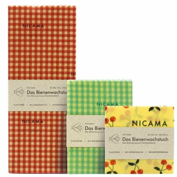 NICAMA NICAMA Bienenwachstücher 3er Set (M + L + XXL), Set 1, – Produktbild 1 von 4