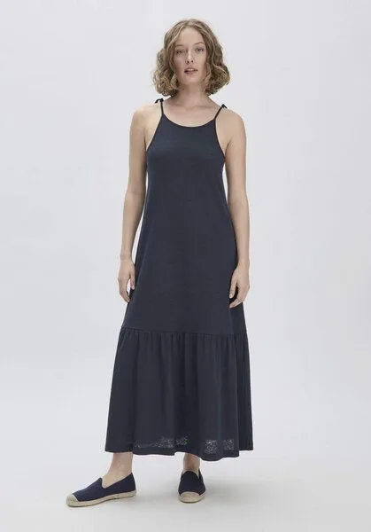 hessnatur hessnatur Jersey Kleid Midi Relaxed aus reiner Bio-Baumwolle mit Leinen, Marine, – Produktbild 1 von 4