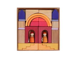 Grimms Grimms Bauwelt Wüstensand Holzbausteine 26-teilig, bunt lasiert Maße 26,5 x 26,5 x 5 cm – Produktbild 1 von 1