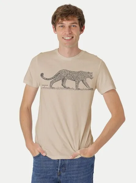 Peaces.bio - handbedruckte Biomode Peaces.bio - handbedruckte Biomode Bio Fit T-Shirt Leopard Herren, Orange, – Produktbild 2 von 2
