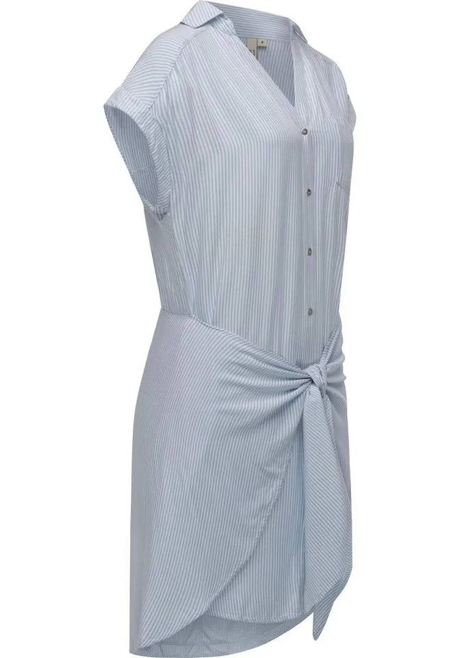ragwear ragwear Blusenkleid Bahaya Stripe gestreiftes Damen Sommerkleid mit Bindeband, Blau, – Produktbild 2 von 2