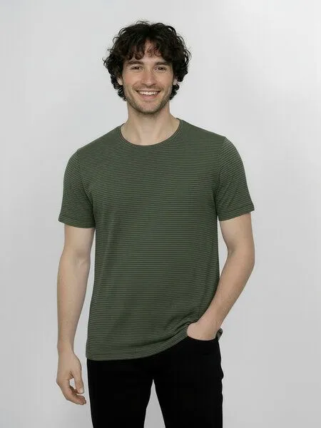 GreenBomb GREENBOMB Basic Spice - Sportliches T-Shirt aus Bio-Baumwolle / GOTS / Fair & Vegan, Grün (herb stripes), – Produktbild 1 von 4