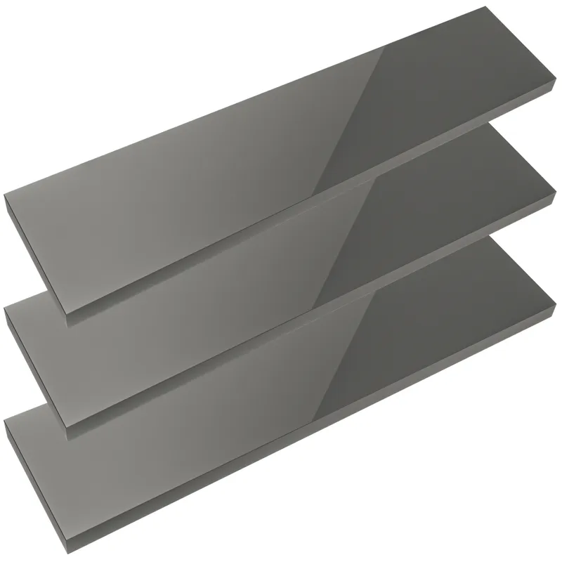 Casaria® Wandregal Schweberegal 110cm 3er-Set Hochglanz Grau + Halterung – Produktbild 2 von 2
