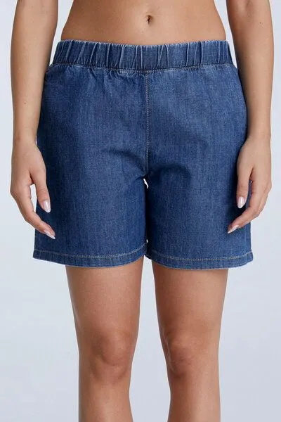 Evermind Evermind Jeansshorts - WA3022, Crystal blue, – Produktbild 4 von 4