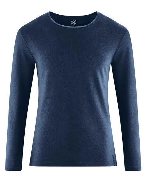 HempAge HempAge Herren Langarmshirt THC Line Hanf/Biobaumwolle, Navy (blau), – Produktbild 1 von 4