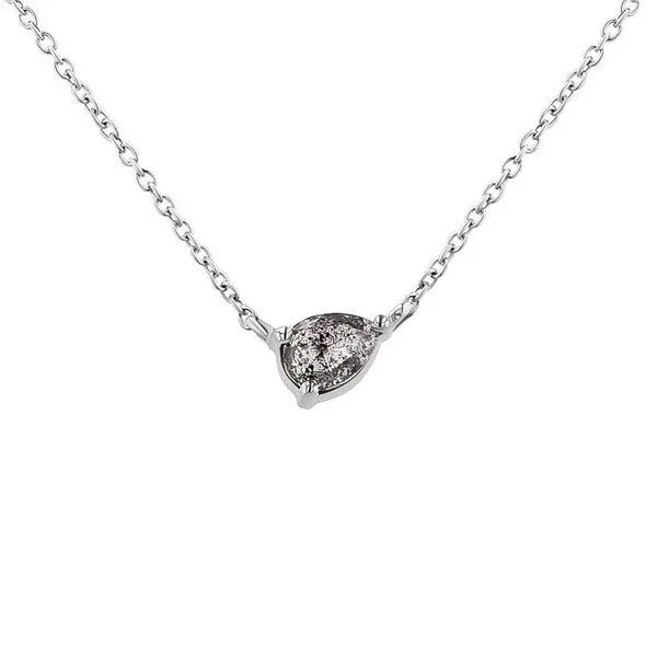 Eppi Eppi Halskette mit Salt and Pepper Diamant in Birnenform Maliah, Weiss, – Produktbild 1 von 4
