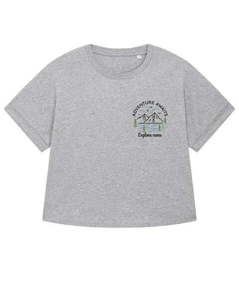 watapparel watapparel Oversize T-Shirt Frauen Adventure awaits, Heather grey, – Produktbild 1 von 2