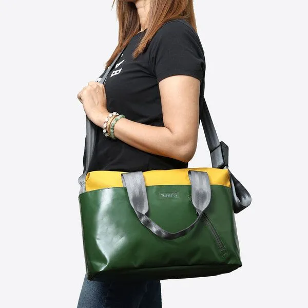 7clouds 7clouds Laptop Umhängetasche Erkan 7.1, Jungle green-yellow, – Produktbild 2 von 4