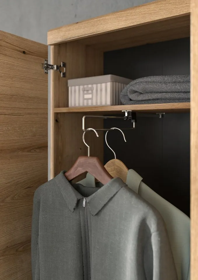 Inn.Furn Garderoben-Set Shawn, (Flurgarderobe in Evoke Eiche Dekor, 3-teilig, 165 x 197 cm), einrichtbar als Schuhschrank oder Garderobenschrank, Beige, – Produktbild 5 von 5