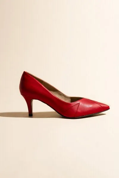 AGAZI AGAZI IVO MIDI matte red – vegan high heels made of mushroom leather – Produktbild 2 von 2