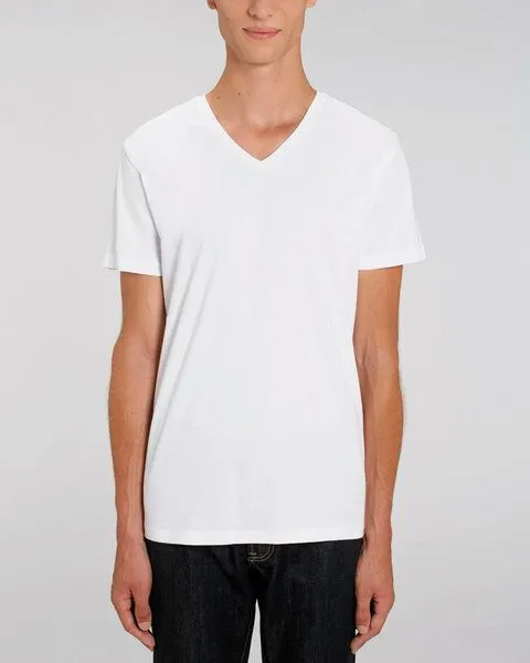 Human Family Human Family Bio Herren V-Neck T-Shirt "Geometric Questionmark" in 3 Farben, Weiss, – Produktbild 4 von 4