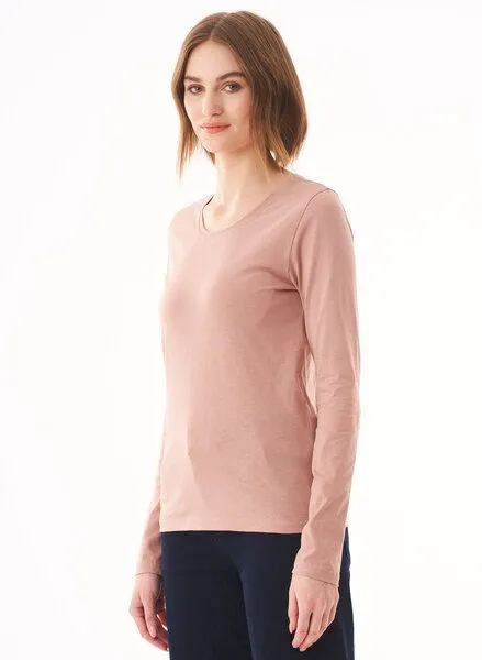 ORGANICATION ORGANICATION Langarmshirt aus Bio-Baumwolle, Rosa(misty rose), – Produktbild 3 von 4