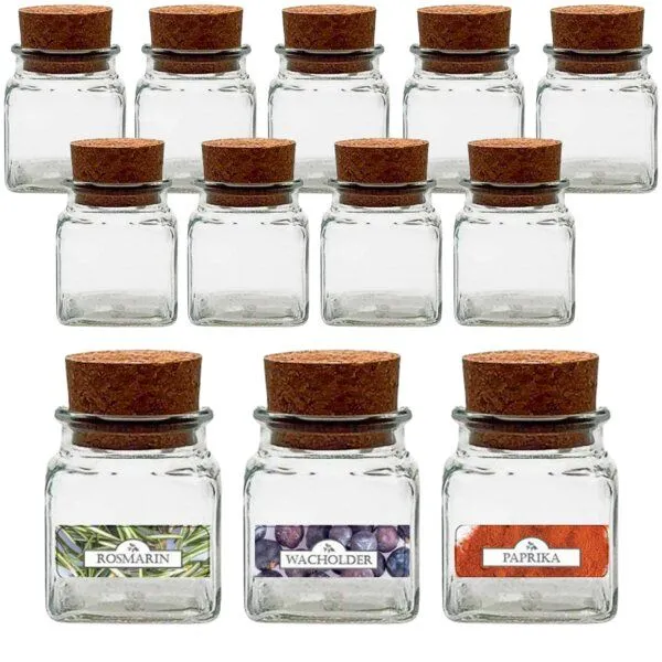 mikken mikken 12 Gewürzgläser eckig 120 ml mit Gewürzetiketten – Produktbild 1 von 4