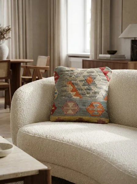 Rugtales Kelim Kissen „Rugtales“ aus Schurwolle, Bunt, – Produktbild 1 von 8