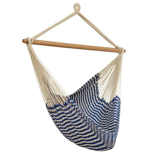 MacaMex MacaMex Vela Hängestuhl, Netz-Hängesessel aus Baumwolle, Nautico-blau-weiß, – Produktbild 3 von 4
