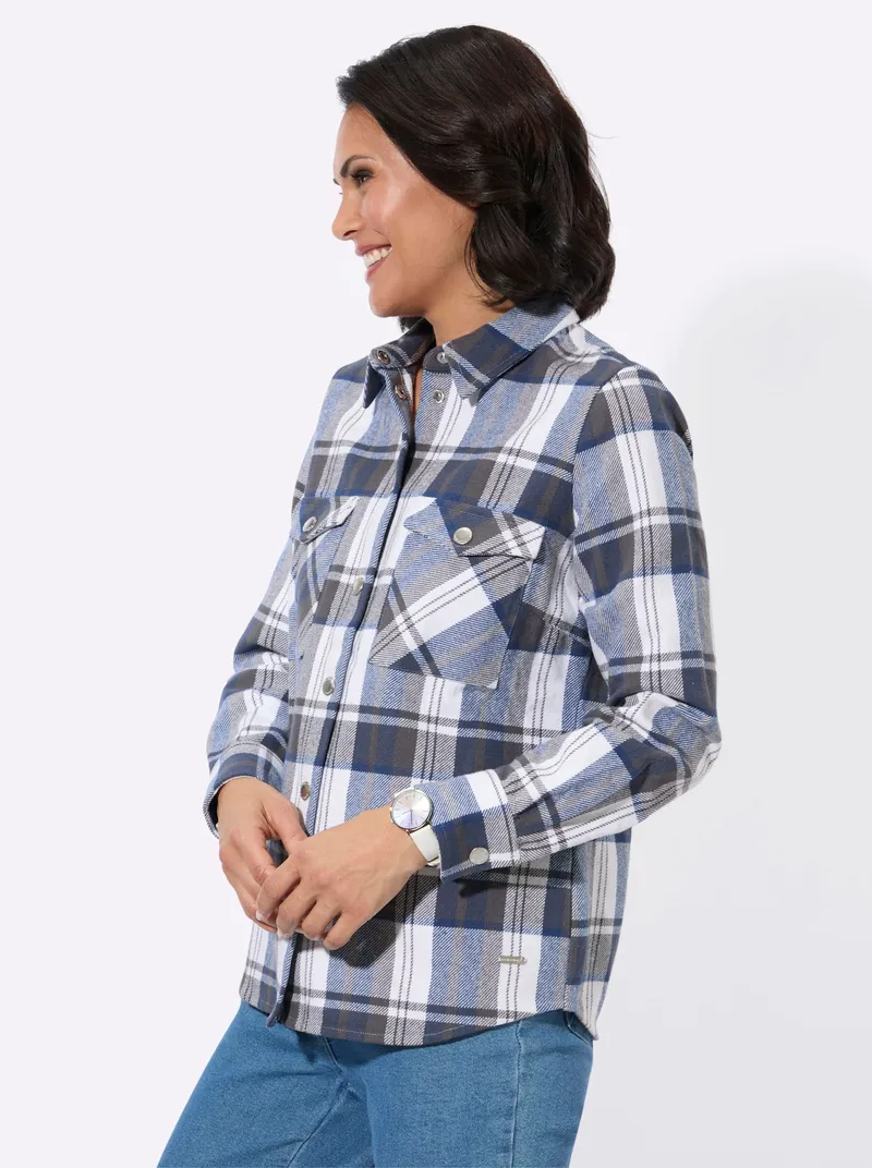 Witt Flanellbluse jeansblau-anthrazit-kariert, Jeansblau-anthrazit-kariert, – Produktbild 2 von 2