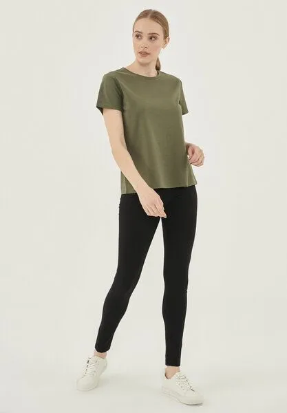 ORGANICATION ORGANICATION Damen Basic T-Shirt aus Bio-Baumwolle, Khaki, – Produktbild 2 von 4