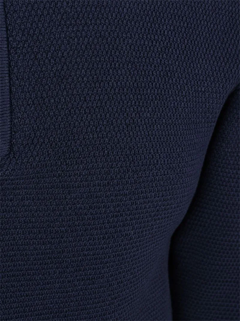 Profuomo Profuomo Half Zip Pullover Dunkelblau mit Struktur - Größe M, Dunkelblau, – Produktbild 2 von 3
