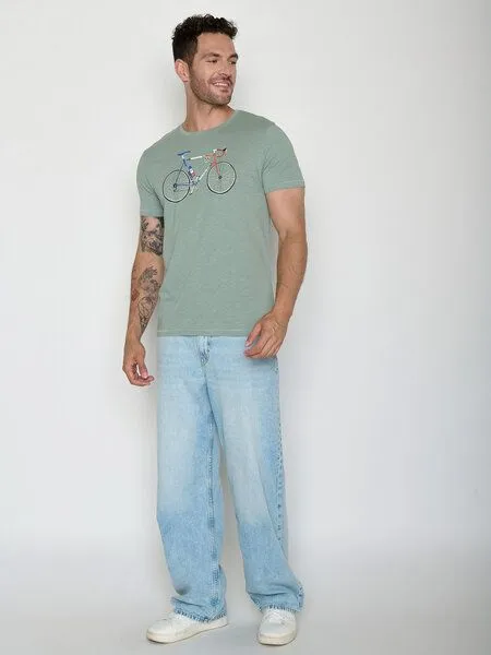 GreenBomb GREENBOMB Bike Jacques Spice - Sportliches T-Shirt aus Bio-Baumwolle / hochwertiger Print / GOTS / Fair & Vegan, Grün (weicher salbei), – Produktbild 3 von 4