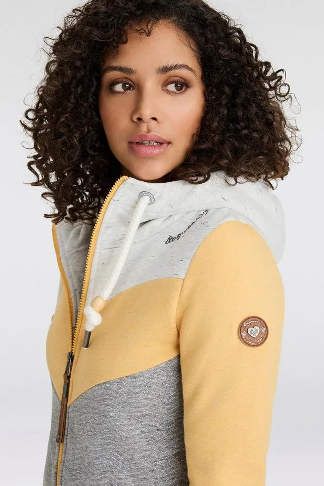 ragwear ragwear Sweatjacke TREGA ZIP O im Colorblocking-Design, Gelb, – Produktbild 4 von 5