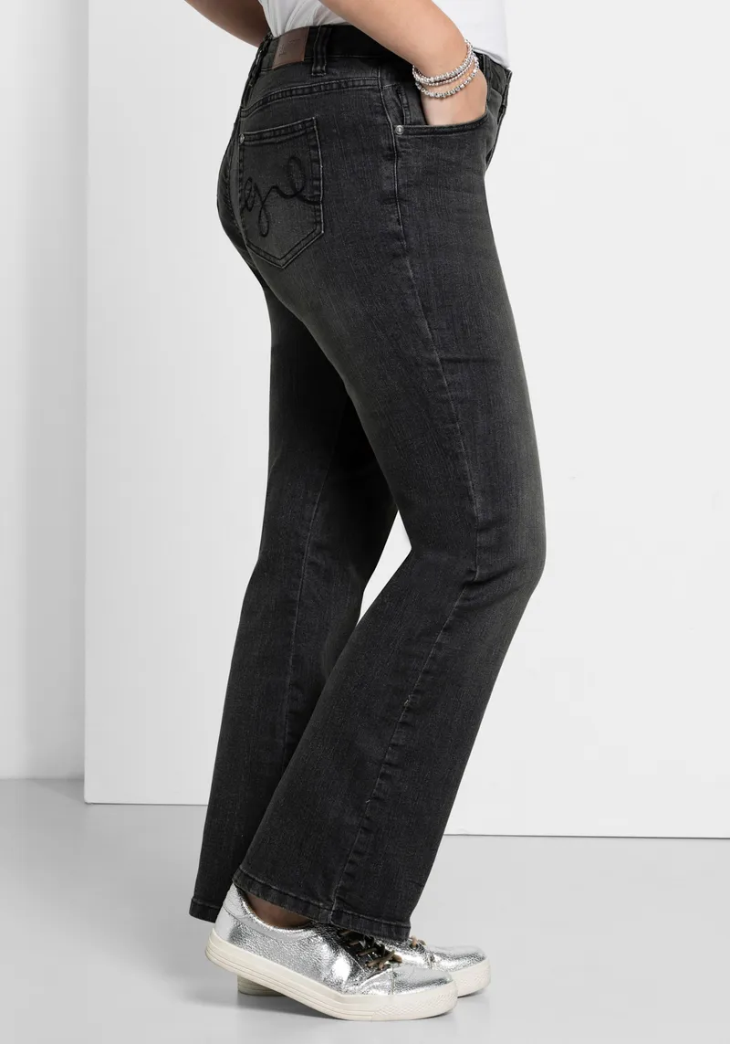 sheego Bootcut-Jeans black denim, Black denim, – Produktbild 2 von 2