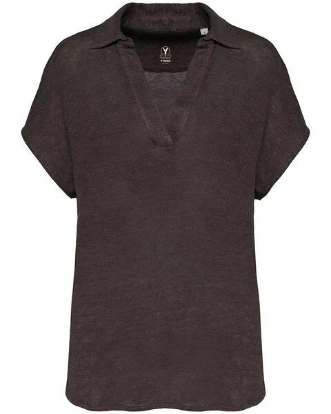 YTWOO YTWOO Exklusives Damen Polohemd aus 100% Leinen, Anthrazit, – Produktbild 1 von 3