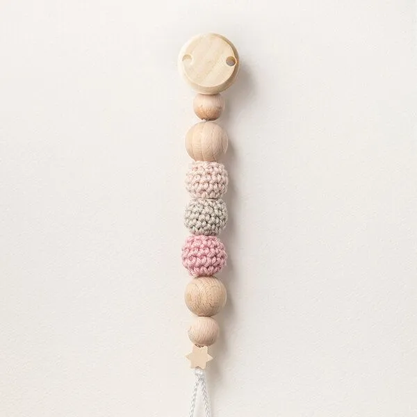 NoniKids Berlin NoniKids Berlin Schnullerkette Holz *Sternchen* 10 Farben I Bio Baumwollgarn I NoniKids, Nude, – Produktbild 1 von 3