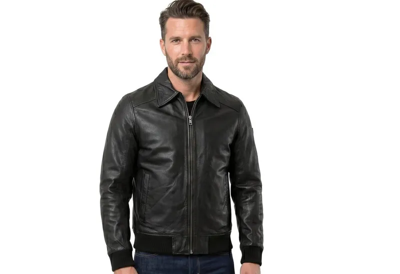 Mauritius Lederjacke MMCrovig Mauritius - Herren Lederjacke Lammnappa schwarz, Schwarz, – Produktbild 2 von 5