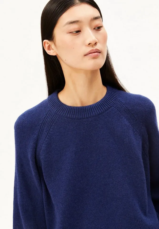ARMEDANGELS ARMEDANGELS Strickpullover WOOL CREW KNIT Loose Fit, Blau, – Produktbild 3 von 5