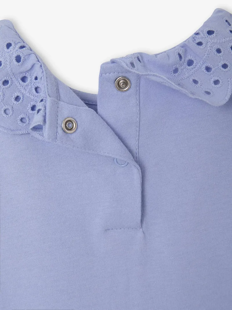 Vertbaudet Baby Shirt Kragen mit Lochstickerei, Blau, – Produktbild 4 von 4