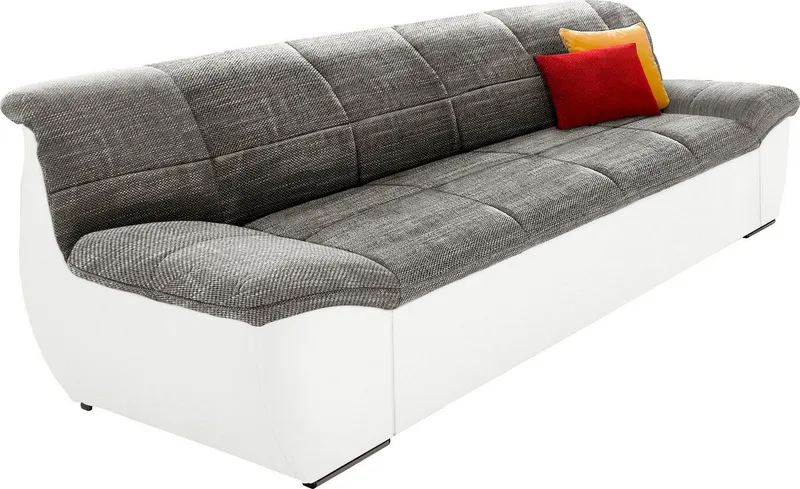 DOMO collection 3-Sitzer SPLASH Breite 232 cm, moderne Sitz- und Rückensteppung, komfortabel, flache Armlehnen zum Entspannen, Grau|weiß, – Produktbild 3 von 5