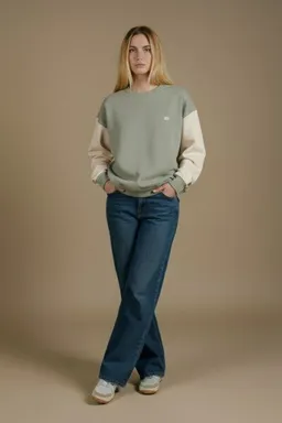 Trendsplant Trendsplant Women's Color Block Oversized Sweatshirt Iron Veil – Produktbild 1 von 1