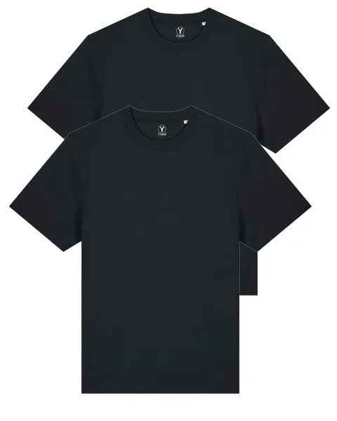 YTWOO YTWOO Doppelpack Unisex-T-Shirts aus schwerem Stoff | Bio-Baumwolle, Schwarz, – Produktbild 1 von 3