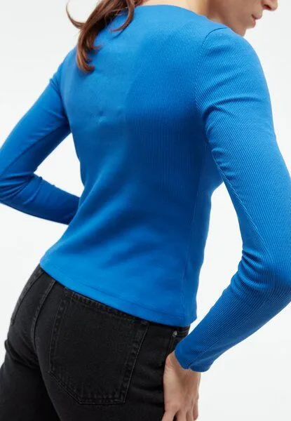 Givn Berlin Givn Berlin Geripptes Longsleeve GBINA slim Fit aus Bio-Baumwolle, Cornflower blue, – Produktbild 4 von 4
