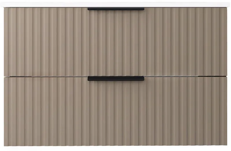 welltime Waschtisch TIBU mit Waschbecken. 2 Schubladen. 2 Breiten (60/80cm) und 4 Farben, Badschrank mit Waschbecken, Softclose, Maße B/H/T: 81,5/53/47 cm, Beige, – Produktbild 3 von 5