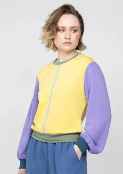 ein garten Studios ein garten Studios Boxy Basic Sweater Color Block, Vanilla blueberry, – Produktbild 3 von 4
