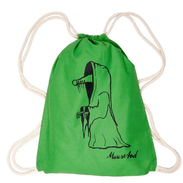 HANDGEDRUCKT HANDGEDRUCKT "Mausetod" Festival-Beutel, Grün, – Produktbild 3 von 3