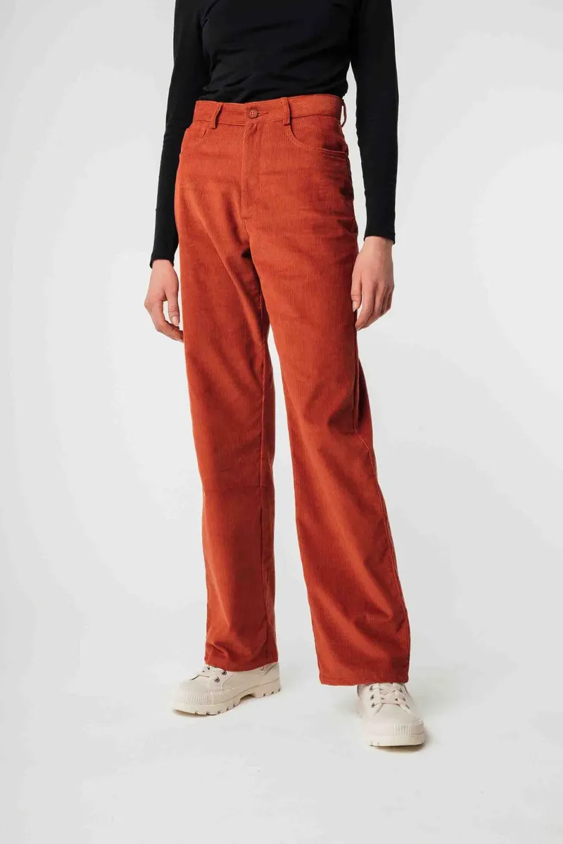 MELA MELA Damen vegan Hose Weites Bein Kord Oorja Ziegelrot, Hellrot, – Produktbild 2 von 2