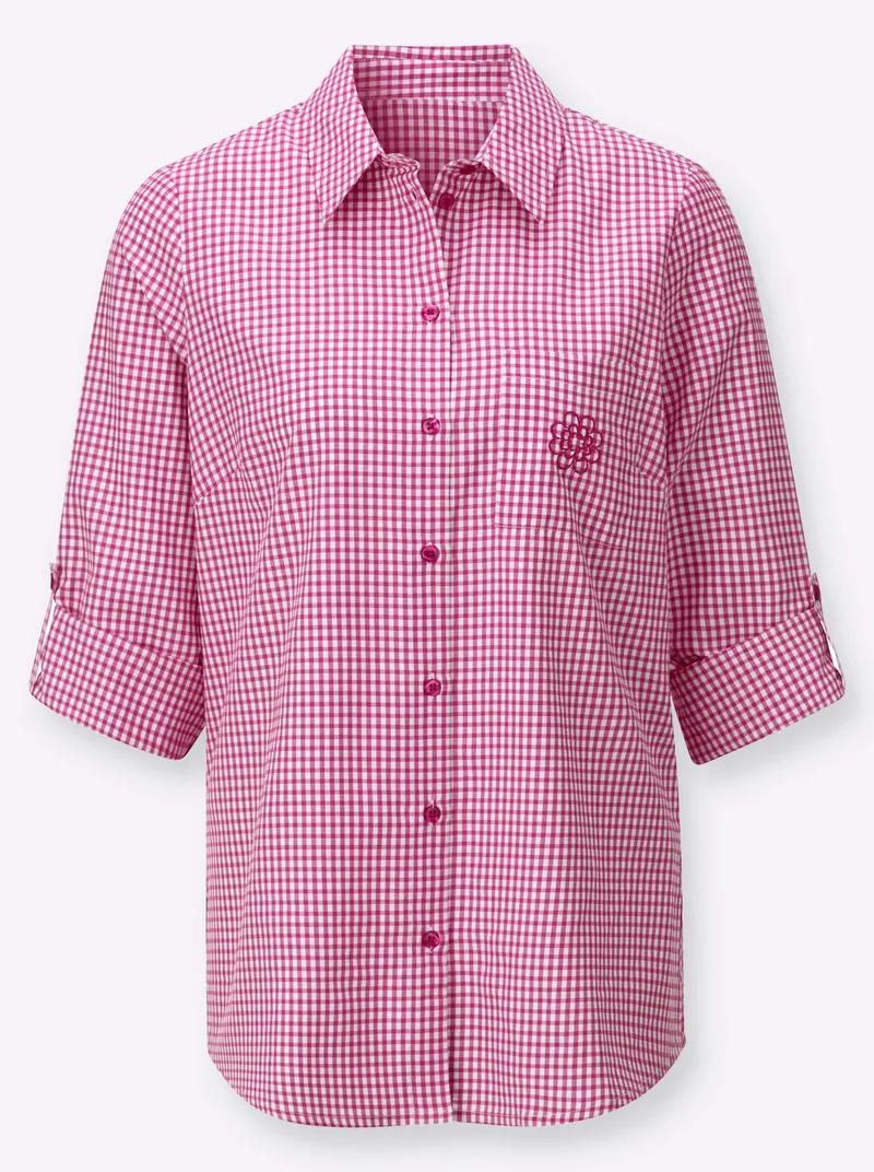 Witt Longbluse fuchsia-weiß-kariert, Fuchsia-weiß-kariert, – Produktbild 1 von 3