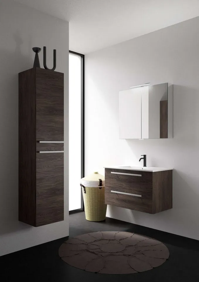 welltime Waschtisch Serena, Waschbeckenunterschrank inkl. Waschbecken, Badmöbel, Breite 81,5 cm, Soft-Close-Funktion, FSC®, Braun, – Produktbild 2 von 5