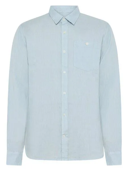 KnowledgeCotton Apparel KnowledgeCotton Apparel Regular Hemd aus Bio-Leinen - GOTS/Vegan, Blau (skyway), – Produktbild 3 von 4