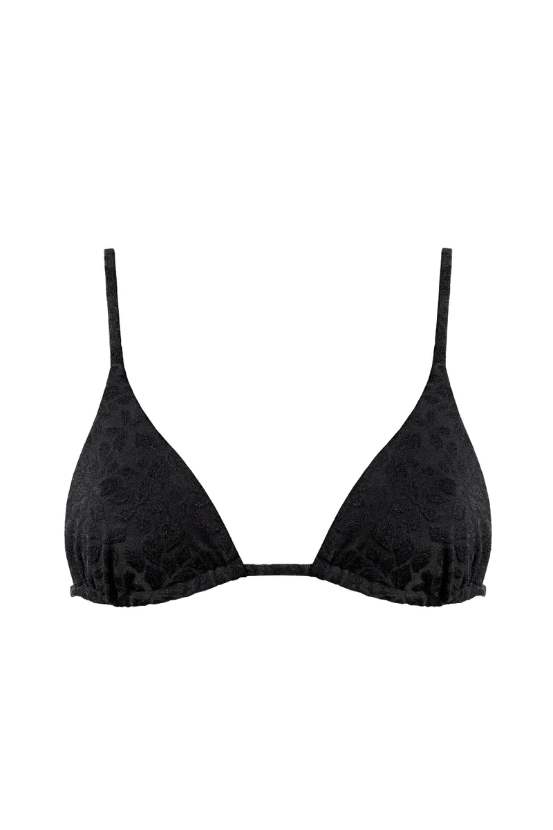 Anekdot Anekdot Damen vegan Bikinioberteil Olbia Triangle Floral Jacquard, Schwarz, – Produktbild 1 von 2