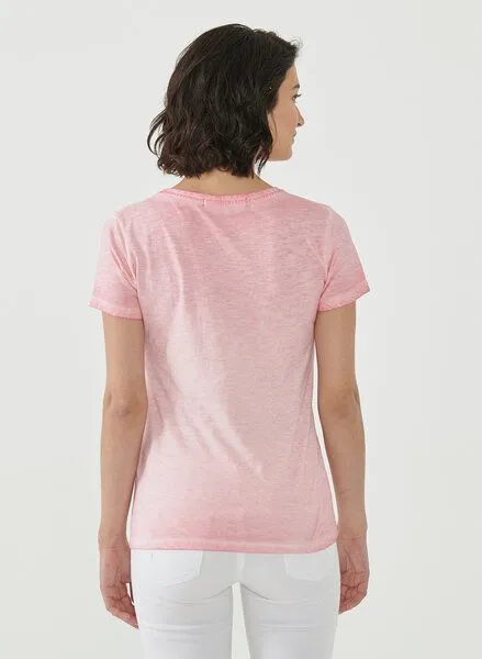 ORGANICATION ORGANICATION Cold Pigment Dyed T-Shirt aus Bio-Baumwolle mit Print, Carnation pink, – Produktbild 4 von 4