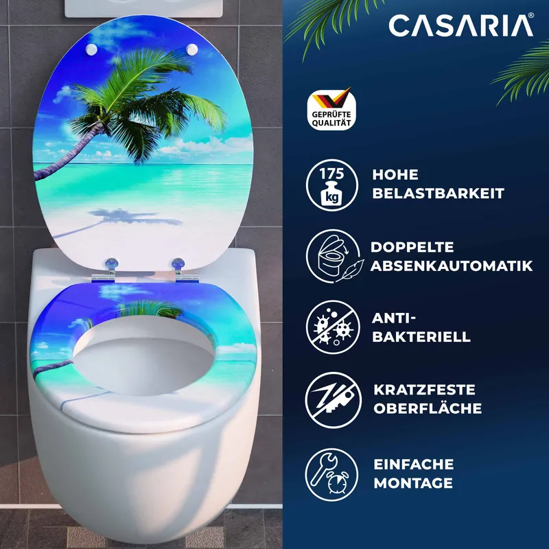 Casaria® Toilettensitz Strand mit Absenkautomatik, Blau, – Produktbild 2 von 2