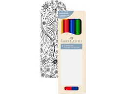 Faber-Castell Faber-Castell 4er-Set Filzstifte "Connector" mit Lesezeichen zum Ausmalen – Produktbild 1 von 1