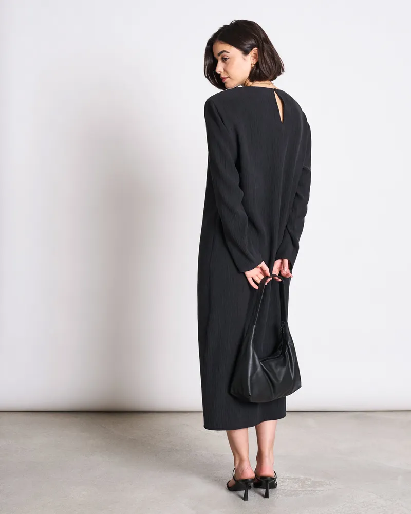 JAN N JUNE JAN 'N JUNE Damen vegan Kleid Crinkle Dimma Schwarz, Schwarz, – Produktbild 1 von 2