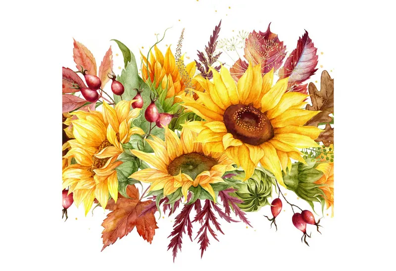 ti-flair Papierserviette, Servietten Papier 33x33cm 3-lag. mit Herbststrauß Motiv 20 Stück, Gelb|grün|orange|rot|weiß, – Produktbild 1 von 1