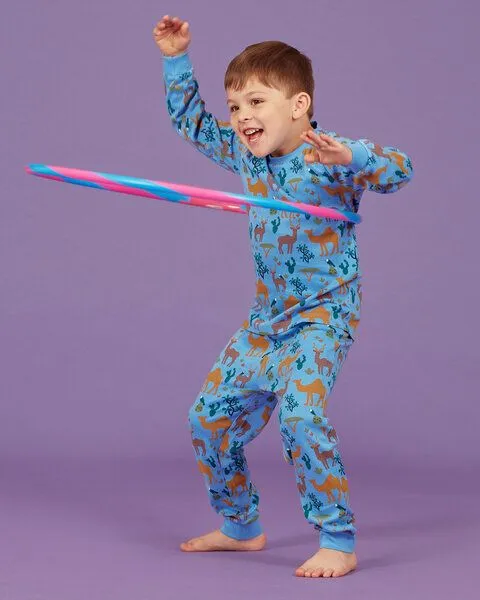 Sense Organics sense-organics Sense Organics Kinder Unisex Schlafanzug Bio Baumwolle, Azurblau mit wüsten-druck, – Produktbild 2 von 2